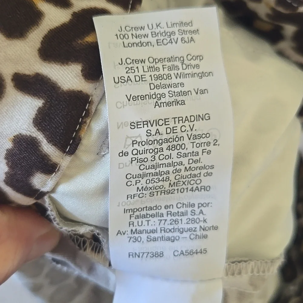J.Crew Leopard Print High Rise Slim Ankle Pants Size 0